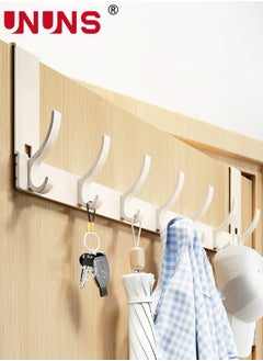 UNUNS Over The Door Hooks,7 Hook Sturdy Door Hanger,Heavy Duty Easy to Install, for Bathroom,Bedroom,Kitchen,Hanging Towels,Coats  - Image 1