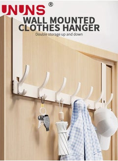 UNUNS Over The Door Hooks,7 Hook Sturdy Door Hanger,Heavy Duty Easy to Install, for Bathroom,Bedroom,Kitchen,Hanging Towels,Coats  - Image 2