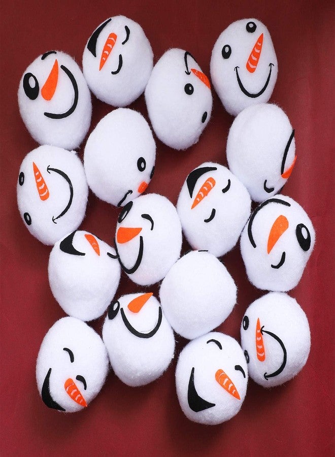 Cooraby 18 Pieces 2.4 Inches Snow Toy Ball Set Fun Set Plush Snowmen Balls Fake Snow Toy Ball Set Realistic and Interesting for Winter Game (Snowman A) - Image 3