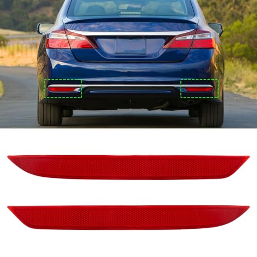 Abodvu Compatible with Honda Accord Rear Bumper Reflectors 20162017Left Driver Right Passenger Side Rear Bumper Red Marker TrimsBack Reflector Light WO Bulb Replacement for 9th Gen Accord2PCS - Image 1