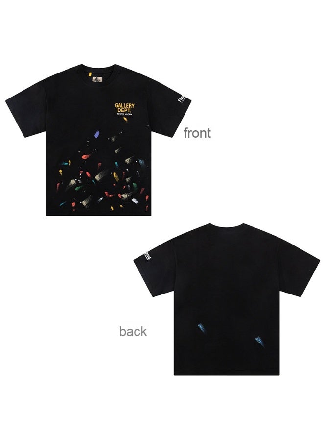 NIBEMINENT Oversized Unisex T-Shirt - High Street Vintage Style, Colorful Graphic Print, Couples Matching Short Sleeve Tee