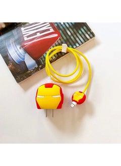 2024 Four-piece Charger Protective Cover For Apple 15 Fast Charging Protective Cover 18W/20W Charger-Specifications:34. Steel (set Of Four) Big And Small Heads + 1.4m Wire Rope + Tie