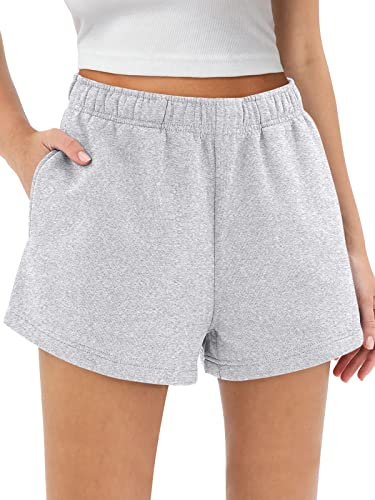 AUTOMET Womens Sweat Shorts Trendy Casual Athletic Running Summer Vacation Outfits Comfy 2025 Fashion Workout Clothing Grey M - Image 1