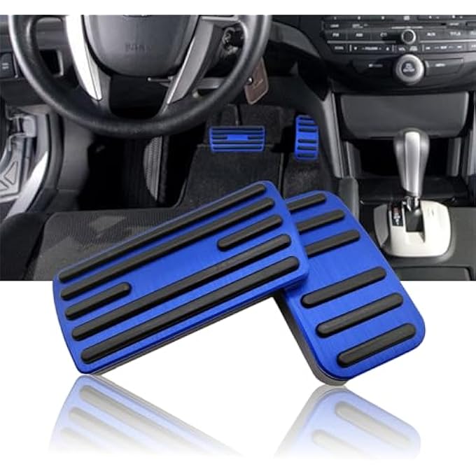 NYZAUTO Anti-Slip Performance Foot Pedal Pads kit Compatible with Honda Accord OdysseyÃƒâ€š Civic CRV Crosstour Stream,Auto No Drilling Aluminum Brake and Gas Accelerator Pedal Covers (Model A-Blue) - Image 1