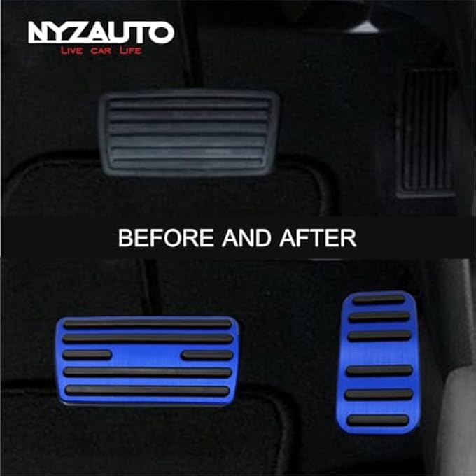 NYZAUTO Anti-Slip Performance Foot Pedal Pads kit Compatible with Honda Accord OdysseyÃƒâ€š Civic CRV Crosstour Stream,Auto No Drilling Aluminum Brake and Gas Accelerator Pedal Covers (Model A-Blue) - Image 2
