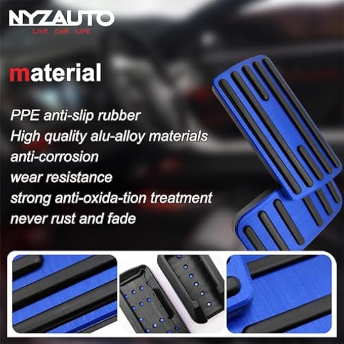 NYZAUTO Anti-Slip Performance Foot Pedal Pads kit Compatible with Honda Accord OdysseyÃƒâ€š Civic CRV Crosstour Stream,Auto No Drilling Aluminum Brake and Gas Accelerator Pedal Covers (Model A-Blue) - Image 4