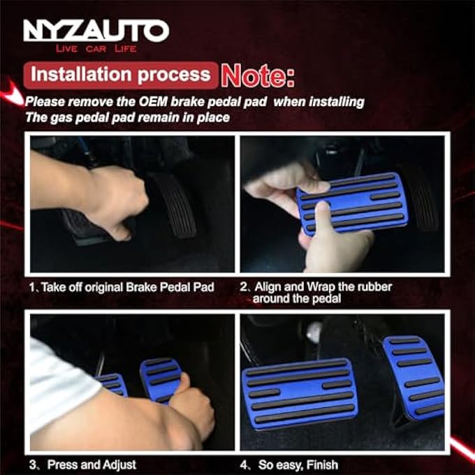 NYZAUTO Anti-Slip Performance Foot Pedal Pads kit Compatible with Honda Accord OdysseyÃƒâ€š Civic CRV Crosstour Stream,Auto No Drilling Aluminum Brake and Gas Accelerator Pedal Covers (Model A-Blue) - Image 5