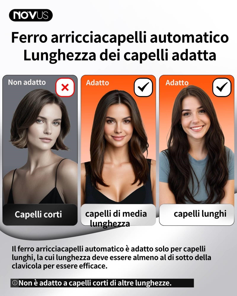 NOVUS Anti-Scald Automatic Ceramic Curling Iron, Rotating Wand, Auto Curling, 3 Temp Settings, 30Min Auto Shut Off, For All Hair Types - Image 4