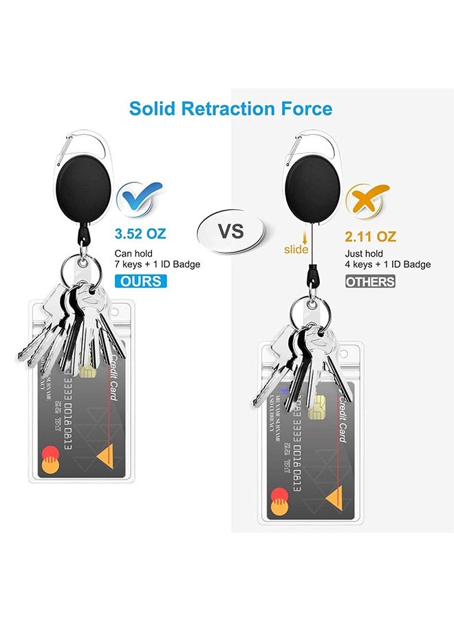 Generic - 2 Pack ID Badge Holder With Clip Badge Reels Retractable Heavy Duty Clear Id Card Vertical Lanyard Holder with metal carabiner hook,Waterproof Vertical Clear ID Card Holder - Image 1