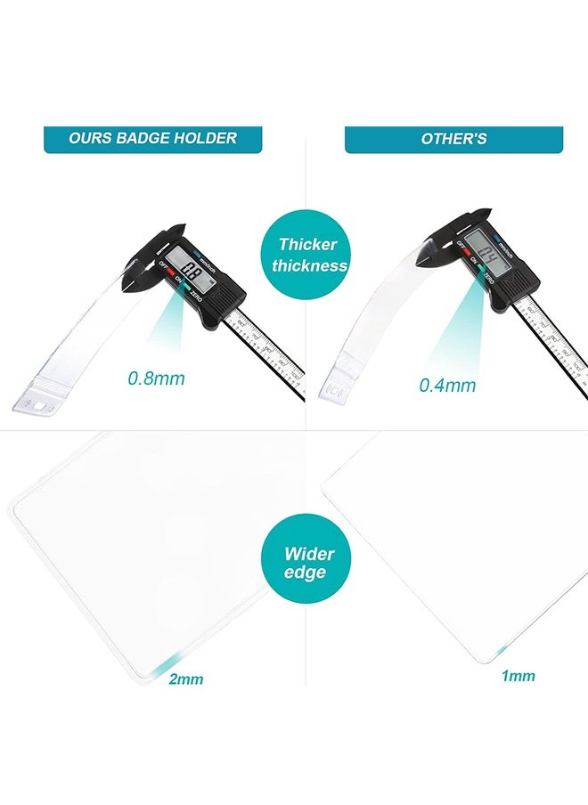Generic - 2 Pack ID Badge Holder With Clip Badge Reels Retractable Heavy Duty Clear Id Card Vertical Lanyard Holder with metal carabiner hook,Waterproof Vertical Clear ID Card Holder - Image 1