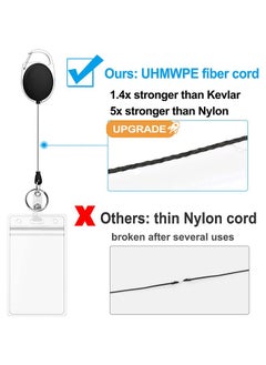Generic 2 Pack ID Badge Holder With Clip Badge Reels Retractable Heavy Duty Clear Id Card Vertical Lanyard Holder with metal carabiner hook,Waterproof Vertical Clear ID Card Holder  - Image 4