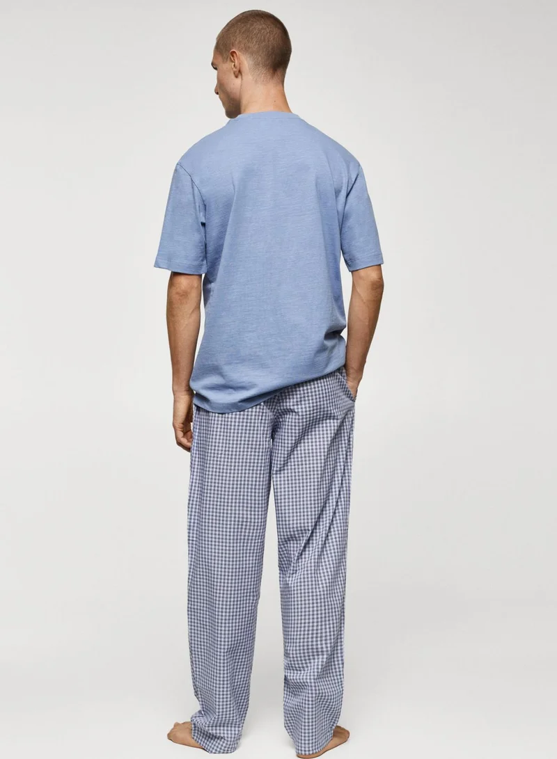 Mango Man Checked Pyjama & T-Shirt Set