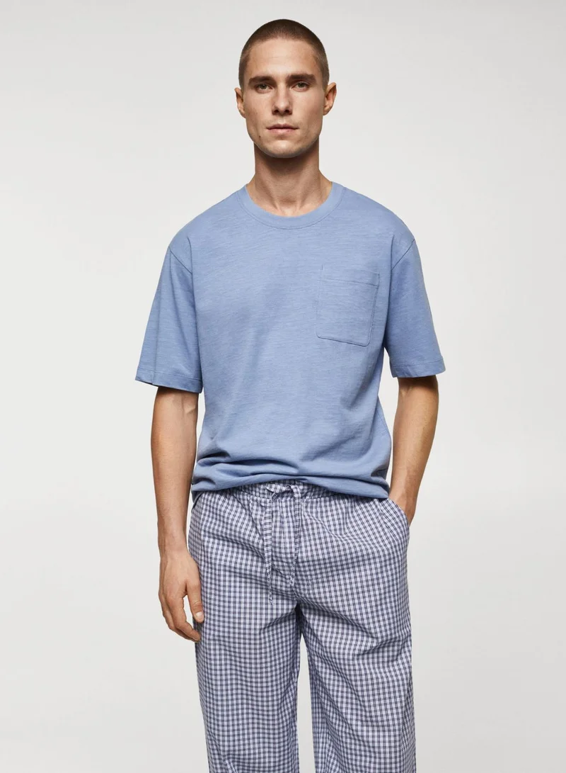 Mango Man Checked Pyjama & T-Shirt Set
