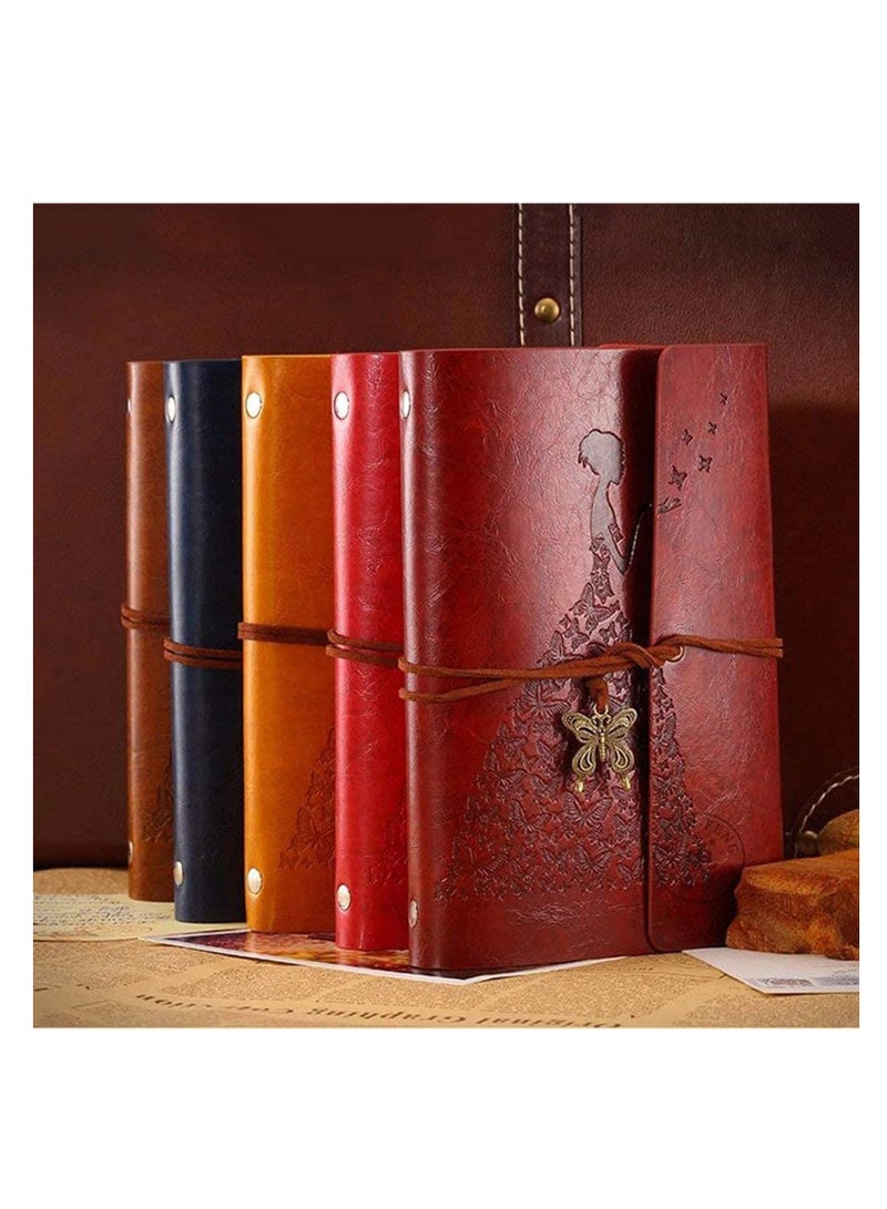 دفتر ملاحظات جلدية عتيقة قابلة للتجديد مزودة بحلقة دائرية مع صفحات فارغة من ورق كرافت دفتر رسم للسفر مثالي للهدايا والتذكار للنساء - Image 4