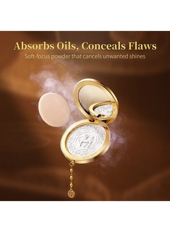 ZEESEA [Palace Identity] Winged Deer Translucent Compact Powder,Mercerized Matte Makeup Powder,Long Lasting Smooth for Shine Silky Look,Stay Matte Fixed Tonic Dual-use Pressed Powder