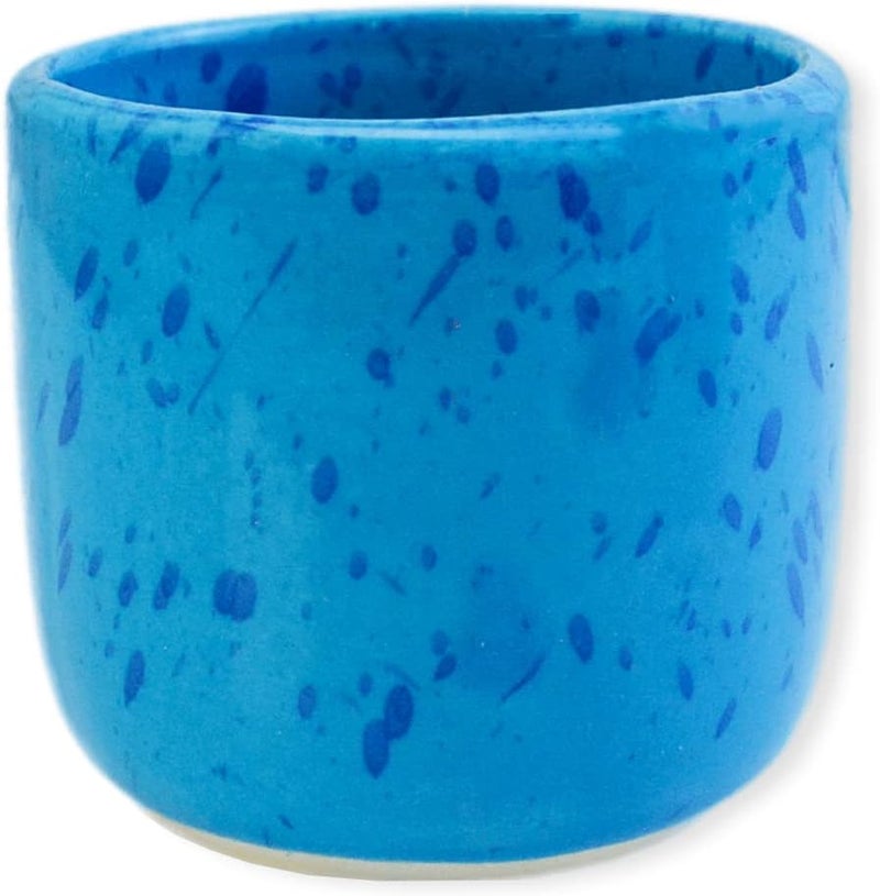 roro Coral Blue Ceramic Sipper Cups Set of 2  8 oz Artisan Speckled Stoneware  Versatile  Durable  LeadFree Glaze  Microwave Dishwasher  Oven Safe For Coffee Tea Cocoa and Drinks - Image 3