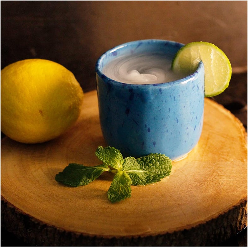 roro Coral Blue Ceramic Sipper Cups Set of 2  8 oz Artisan Speckled Stoneware  Versatile  Durable  LeadFree Glaze  Microwave Dishwasher  Oven Safe For Coffee Tea Cocoa and Drinks - Image 5