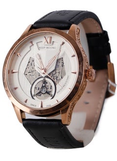Men’s Casual Watch -black leather band -White Dial-FOL03
