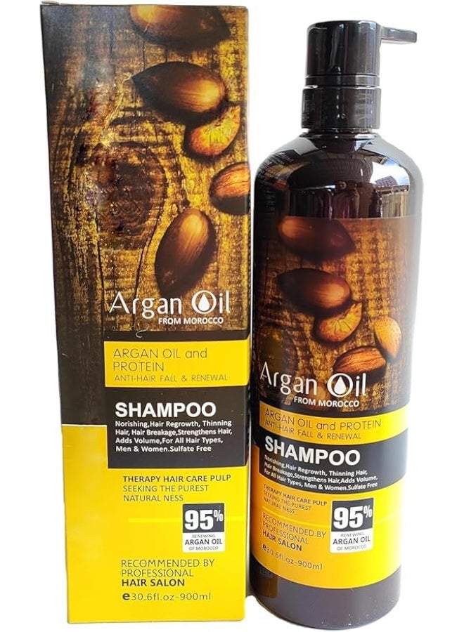 Protein queen Argan-Oil of Morocco SHAMPOO (Anti-Hair Fall & Renewal), Sulfate Free, Perfect for Damaged, Dry, Curly, Frizzy Hair - Thickening Formula for Fine/Thin Hair, Keratine Treat for Hair. - Image 1