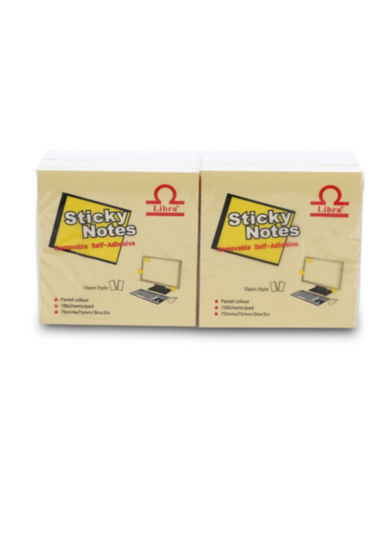 Libra Sticky Notes, Removable Self-Adhesive Pastel Colors, 100 Sheets x 12 Set, 75mm x 75mm/3in x 3in, Multicolour - Image 2