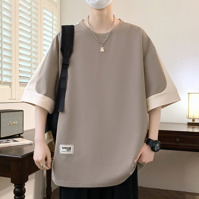 Short-Sleeved T-Shirt Men'S Summer Casual Trendy Brand Trendy Three-Dimensional Printed Color Matching Half-Sleeved Loose All-Match T-Shirt Top Ins - Image 3