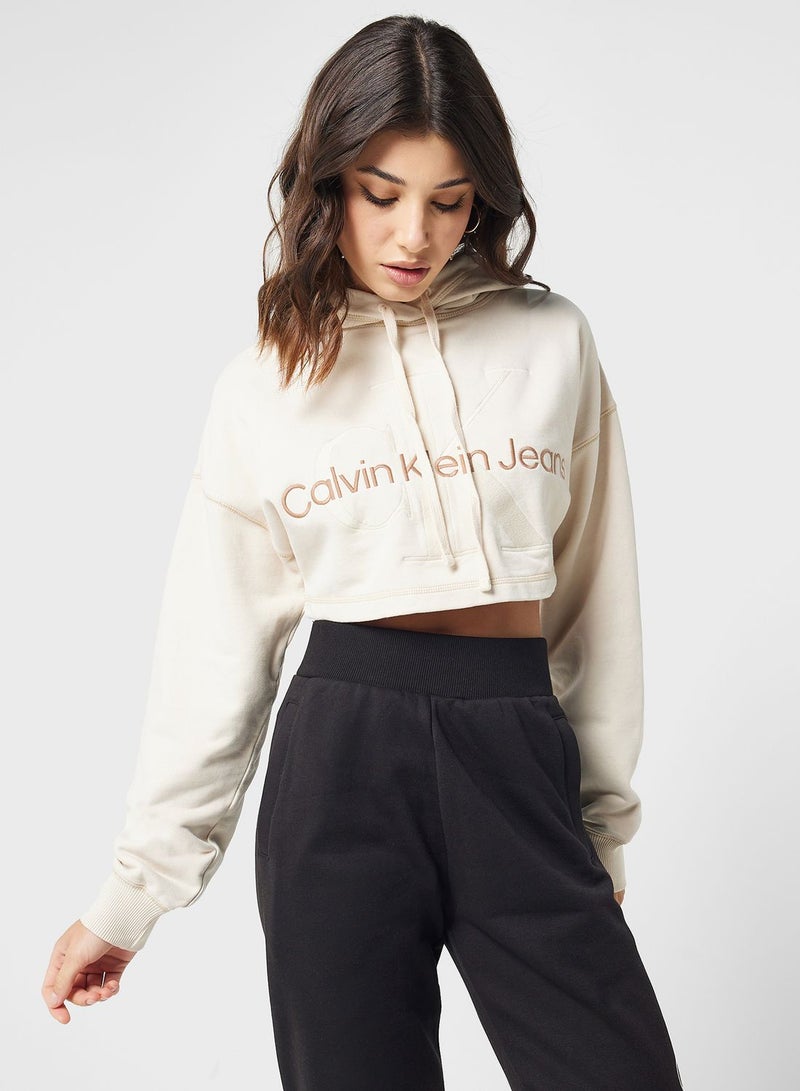 Calvin Klein Jeans Pocket Detail Crop Hoodie - Image 1