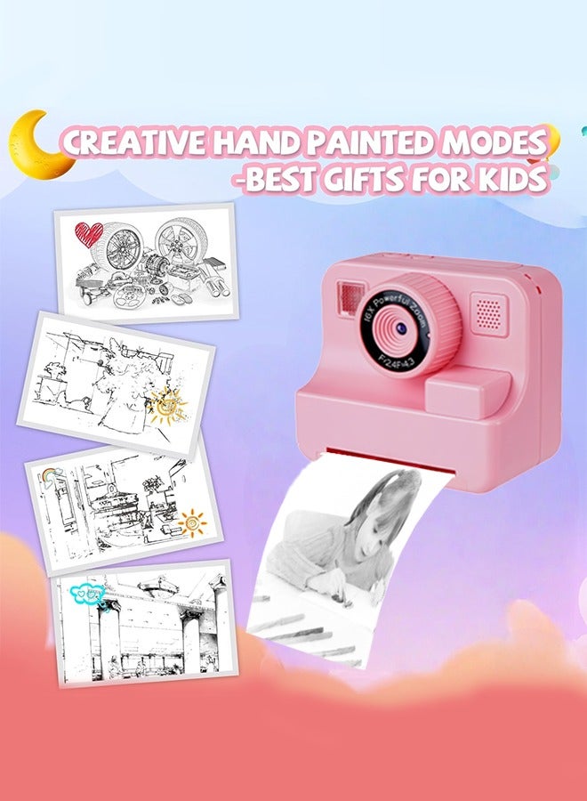 متجر الفرح كاميرا طباعة فورية للأطفال، كاميرا سيلفي ثنائية العدسة فورية للبنات والأولاد، ألعاب كاميرا للأطفال الصغار، كاميرا سيلفي رقمية عالية الدقة 1080 بكسل مع ورق طباعة وبطاقة 32 جيجابايت، هدايا عيد ميلاد للأعمار من 3 إلى 12 عامًا، وردي - Image 5