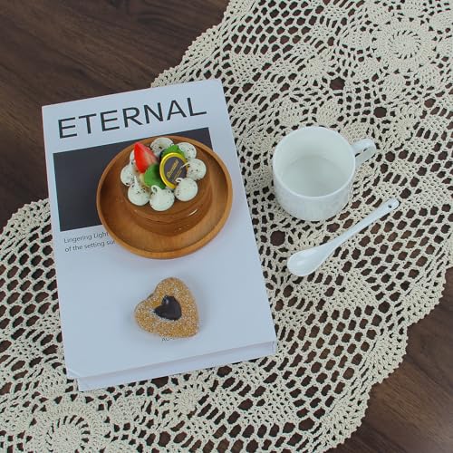 kilofly Handmade Crochet Lace Rectangular Table Runner 15 x 51 Inch, Beige - Image 5