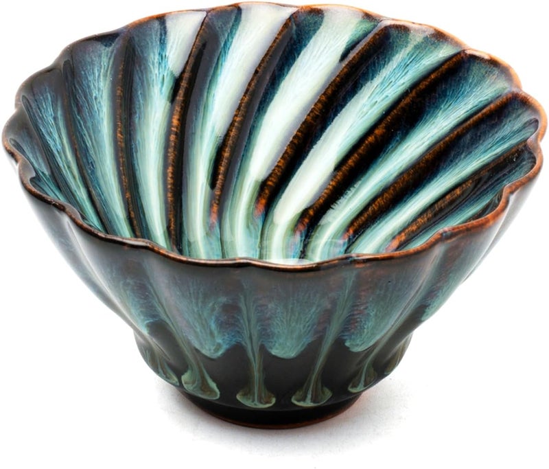 CmengAo Chinese Jianzhan Tea Cup Colorful Ceramic Glaze Tenmoku Tea Cup Kungfu Tea Bowl for Tea Matcha Coffee Handcrafts Art Porcelain Teacup Spiral Blue - Image 1