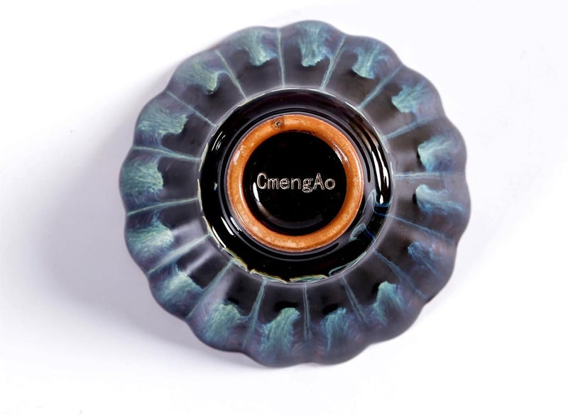 CmengAo Chinese Jianzhan Tea Cup Colorful Ceramic Glaze Tenmoku Tea Cup Kungfu Tea Bowl for Tea Matcha Coffee Handcrafts Art Porcelain Teacup Spiral Blue - Image 5