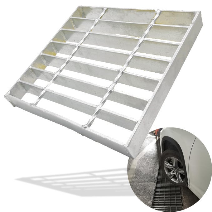 GALVANIZED STEEL DRAIN GRATE 10X10 OUTDOOR DRAIN COVER B CLASS REPLACEMENT SEWER GRATE DURABLE HEAVY DUTY CHANNEL GRATE SLIVER SQUARE DRAINAGE GRATE FOR DRIVEWAY CONCRETE YARD