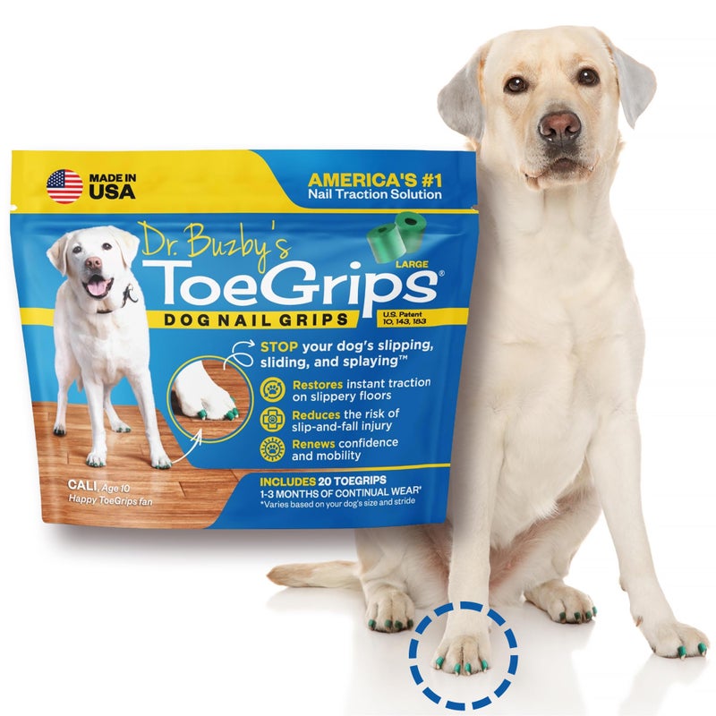 Dr. Buzby's Dr Buzby's Large ToeGrips for Dogs - Instant Traction on Wood/Hardwood Floors - Anti Slip Relief - Grippers for Senior Dogs - Stop Sliding Instantly - Rubber Nails for Paws - 1 Pack (20 Grips) - Image 1