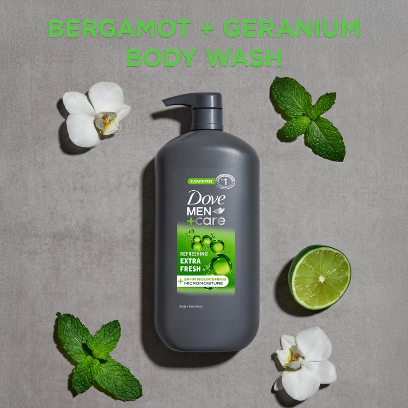 Dove Men+Care Body and Face Wash Refreshing Extra Fresh Men's Body Wash with 24-Hour Nourishing Micromoisture Technology 30 oz - Image 4