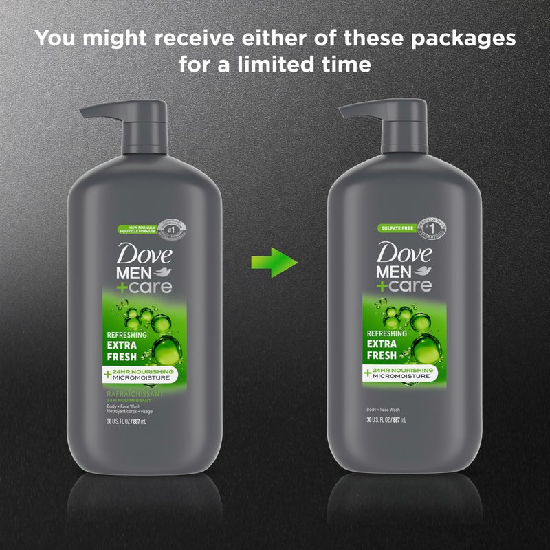 Dove Men+Care Body and Face Wash Refreshing Extra Fresh Men's Body Wash with 24-Hour Nourishing Micromoisture Technology 30 oz - Image 3