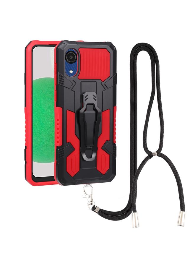 اس-توب جراب لهاتف Samsung Galaxy A03 Core Lanyard Mecha Armor Kickstand PC + جراب هاتف TPU - Image 1