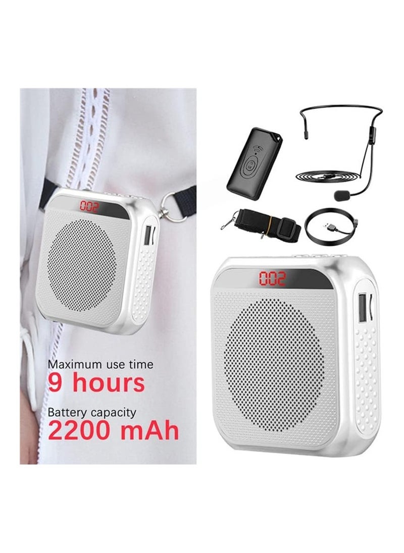 Generic Voice Amplifier with Wired Microphone Headset, Portable Rechargeable PA System Speaker Personal Microphone Speech Amplifier, Loudspeaker for Teachers, Tour Guides/Coaches Metting/Yoga/Fitness (White)  - Image 4