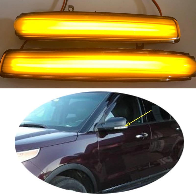 znakeauto 2x Sequential Dynamic Mirror Turn Signal Lights for Ford Explorer 2011-2019, Smoked Lens LED Indicator Lamps - Image 1