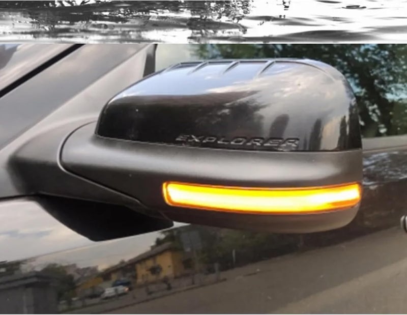 znakeauto 2x Sequential Dynamic Mirror Turn Signal Lights for Ford Explorer 2011-2019, Smoked Lens LED Indicator Lamps - Image 2