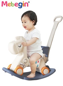MEBEGIN 2 in 1 Interactive Rocking Horse with Push Handle, Fun Baby ...