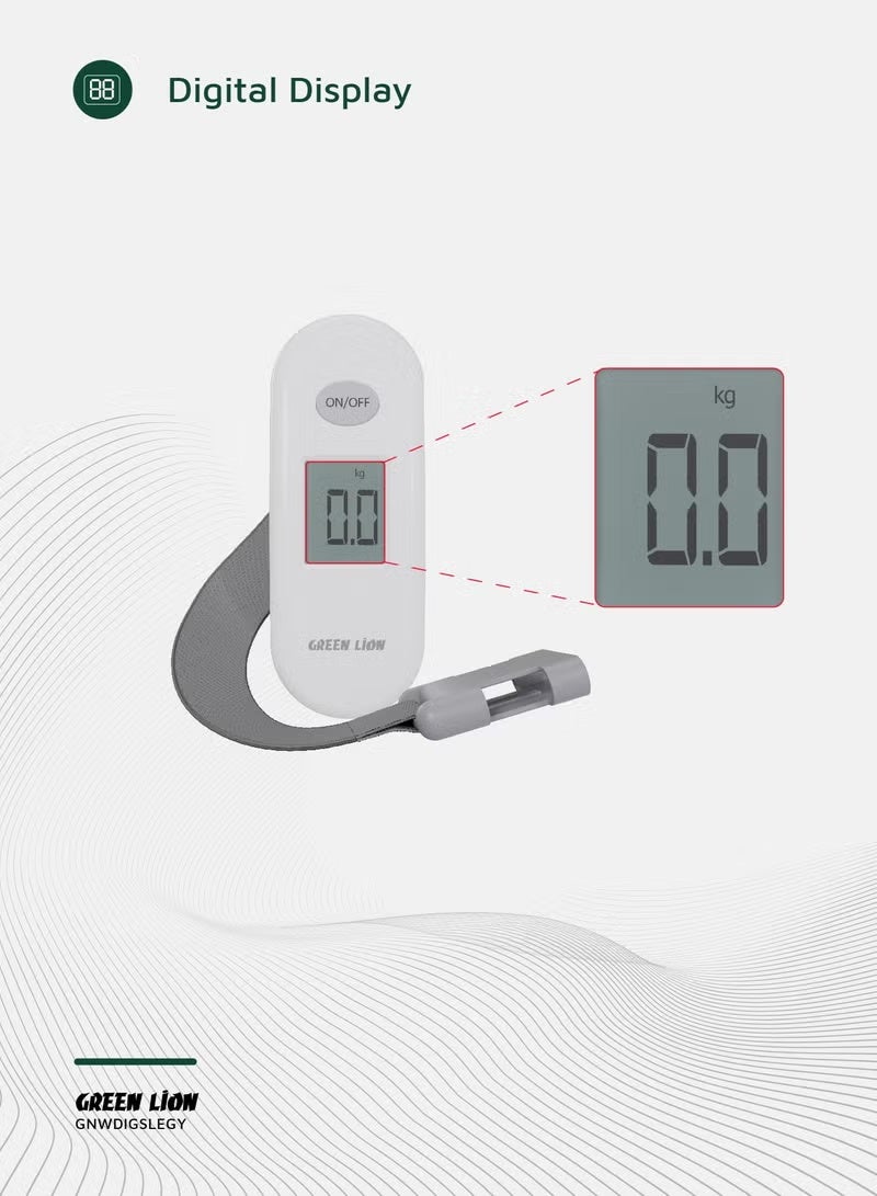 جرين ليون ميزان الأمتعة الرقمي Weight Mate – سعة 40 كجم / 0.1 رطل | شاشة LCD رقمية، وظيفة التصفير (Tare)، إيقاف تلقائي، مؤشر انخفاض البطارية، مؤشر الحمولة الزائدة، هيكل متين من مادة ABS (رمادي) - Image 2