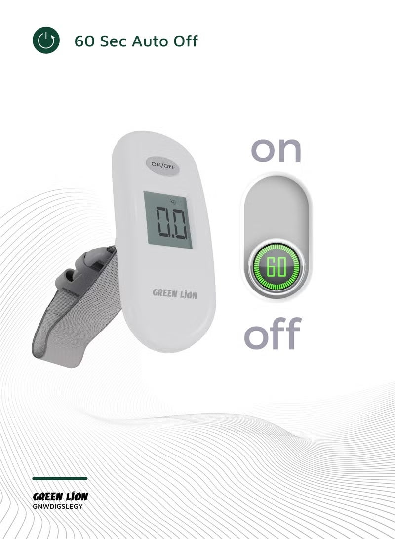 جرين ليون ميزان الأمتعة الرقمي Weight Mate – سعة 40 كجم / 0.1 رطل | شاشة LCD رقمية، وظيفة التصفير (Tare)، إيقاف تلقائي، مؤشر انخفاض البطارية، مؤشر الحمولة الزائدة، هيكل متين من مادة ABS (رمادي) - Image 5