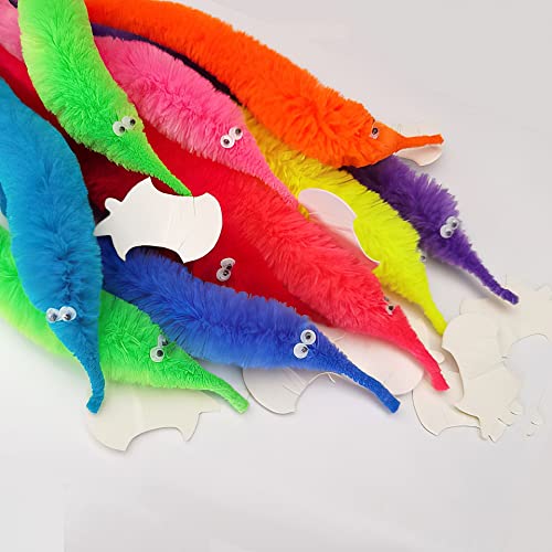 Comonc 60 Pcs Magic Twisty Worm Wiggly Fuzzy Worms on a String Toys for Party Supplies,12 Colors… - Image 3