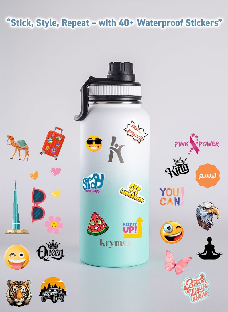 KRYMSO 950ml Stainless Steel Water Bottle, Sports Bottle with Straw, Double Wall Insulated Water Bottle, Thermos Flask, Water Bottle for kids, Gym - Image 4