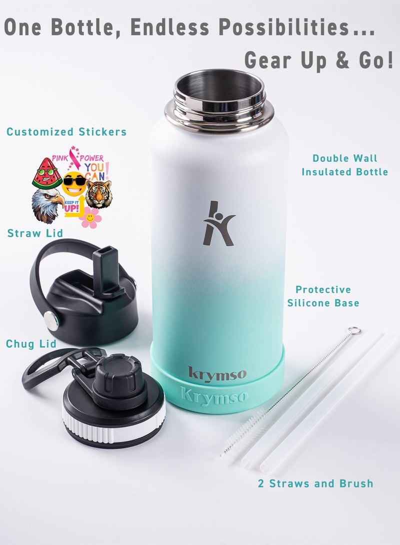 KRYMSO 950ml Stainless Steel Water Bottle, Sports Bottle with Straw, Double Wall Insulated Water Bottle, Thermos Flask, Water Bottle for kids, Gym - Image 5