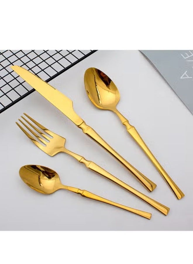 KLNAMAEAAN Slim Handle Hourglass Design 24 Piece Cutlery Set - Image 2
