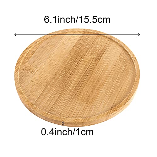 SEHOI 10 Pack 6 Inch Bamboo Plant Saucer, Natural Round Bamboo Plant Tray for Indoor and Outdoor Plants, Coasters - Image 2