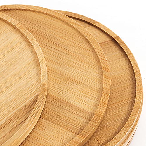 SEHOI 10 Pack 6 Inch Bamboo Plant Saucer, Natural Round Bamboo Plant Tray for Indoor and Outdoor Plants, Coasters - Image 3