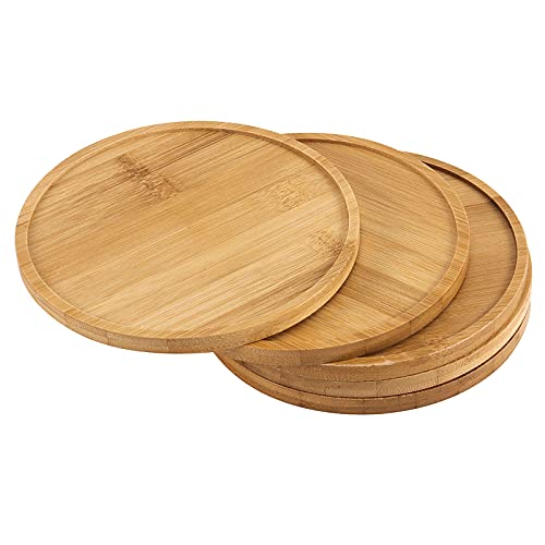 SEHOI 10 Pack 6 Inch Bamboo Plant Saucer, Natural Round Bamboo Plant Tray for Indoor and Outdoor Plants, Coasters - Image 4