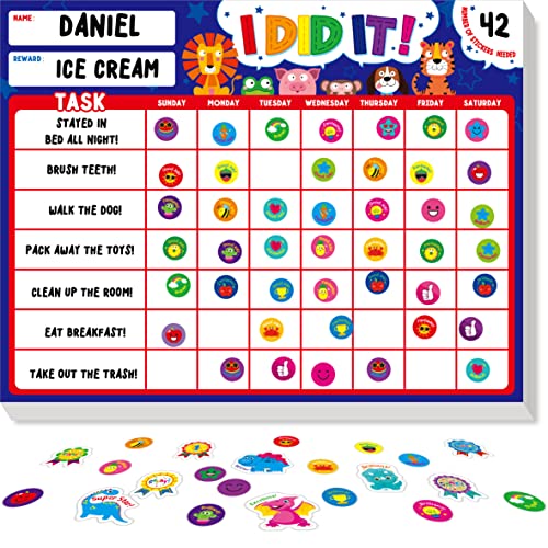 SpriteGru Magnetic I Did It Reward Chart Behavior Reward Chart System with 50 Perforated Sheets Plus 2648 Motivational Stickers Fridge Daily Schedule Chore Chart to Motivate Good Habits Responsibilities - Image 1
