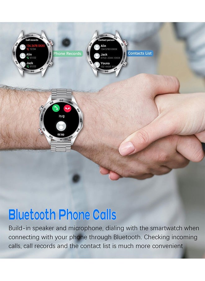 RollsTimi  - Smart Watch for Men 1.52" HD Sports Fitness Tracker Men's Smartwatch with LED Flashlight, IP67 Waterproof Smartwatch with Heart Rate Sleep Monitor for iOS Android,Silver - Image 1